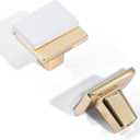 10 Pack Brushed Brass Cabinet Pulls Matched Knobs 2 Tone Cabinet Handles Gold and White Kitchen Cabinet Handles Brushed Gold Cabinet Hardware for Cupboard