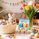 3 x Easter Bunny Decorations Decor - Ceramic Happy Easter Basket Stuffers Essentials Decoration, Rabbit Peeps Desk Sign Centerpieces for Home Table Tiered Tray Spring Farmhouse Oh for Peeps Sake