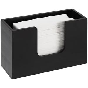 Wooden Paper Towel Dispenser Holder – Wood Napkin & Hand Towel Holder for Countertop, Bathroom, Kitchen & Restaurant, Guest Restroom, Fits C-Fold, Z-Fold & Trifold Paper Towels (1, Black)