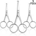 Mudder 3 Pieces Nose Hair Scissors Rounded Tip Scissors Facial Hair Trimming Stainless Steel Blunt Tip Trimmer for Eyebrows, Nose, Moustache, Beard, Grooming (Silver)