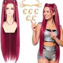 PUREHAIR 39 Inches Long Red Anime Costume Wig – High Temperature Heat Resistant Silk Fiber – Natural Looking Costume Wig for Halloween Party, Cosplay (Red, Adult Size)