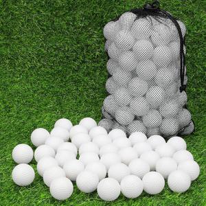 Coopay 60 Pack Practice Golf Balls, 42mm Plastic Golf Training Balls with a Drawstring Bag Hollow Sports Limited Flight for Swing Practice Driving Range Backyard Home (60 Pack, White)
