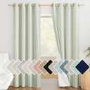 NICETOWN Sage Green Living Room Completely Shaded Linen Textured Draperies, 2 Pieces, W52 x L84, Privacy Protection & Noise Reducing Ring Top Drapes, White Lined Insulated Window Treatment Curtains