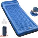 Camping Sleeping Pad, 6.8'' Extra Thickness Reinforced Sleeping Pad for Camping with Pillow Built-in Foot Pump, 79 * 28IN Ultralight Self Inflating Air Mattress Mat for Backpacking Hiking Tent (Single, Blue)