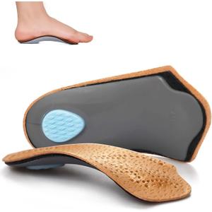 Arch Support Insoles for Women/Men, 3/4 Plantar Fasciitis Insoles High Arch Supports Shoe Insoles for Flat Feet Over-Pronation Foot Pain Relief, Orthotics Heel Cushion Inserts for Running Walking, XL