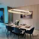 Gold Modern Chandelier Led Crystal Chandelier Light Fixture Dimmable Modern Led Pendant Light for Kitchen Island Lighting Linear Chandelier with Remote 3000K-6500K