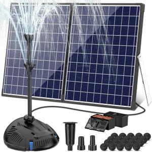 50W Solar Pond Filter Pump 580 GPH for Pond up to 2000 Gallons | All-in-One Solar Pond Filter Fountain with 3 Spray Patterns, 3-Layer Filtration for Outdoor Garden Ponds, Fish Tank, S300 