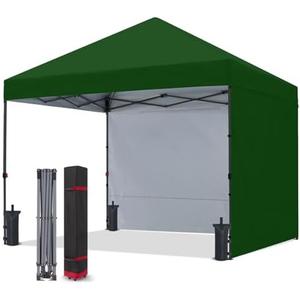 COOSHADE Pop Up Canopy Tent 10x10 with 2 Sidewalls, Outdoor Shade Instant Canopy Tents, Forest Green