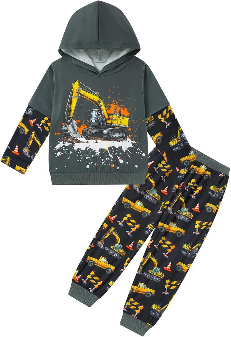 Boys Hoodie Pant Set Graphic Print Kids Sweatshirt Suit Clothing Size 2-6 Years
