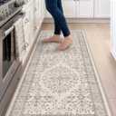 DEXI Kitchen Floor Mats Cushioned Anti Fatigue Runner Rug, 23x59 | Beige/White Soft Comfort Memory Foam, Easy Care, Waterproof, Standing Padded for Front Sink Laundry Office Farmhouse, 59"L x 23"W x 0.4"Th