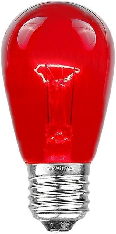 Novelty Lights 23 Pack S14 Outdoor Patio Edison Replacement Bulbs, E27 Medium Base, Red, 11 Watt
