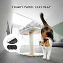 Modern Scratching Post for Indoor Cats - 15 High Cat Scratching Post with Bed Breeds - 15.7 x 11.6 Removable & Washable Cushion (Natural Wood Post with White Bed)