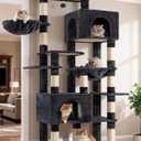 Heybly Cat Tree, 76-Inch Tall Heavy Duty Cat Tower for Big Cats with Extra Wide Baseboard, Multi-Level Large Cat Furniture with 2 Condos & 2 Hammocks, 10 Scratching Posts, Smoky Gray HCT039G