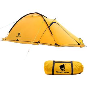 Geertop Portable 2 Person 4 Season Tent Waterproof Backpacking Tent Double Layer All Weather for Camping Hiking Travel Climbing Mountaineering - Easy Set Up (Yellow)