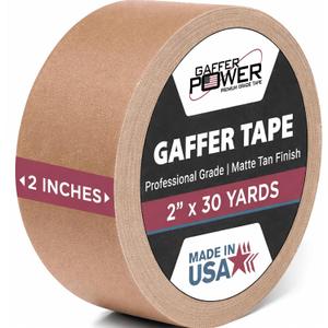 Gaffer Power Proudly Made in The USA, Real Professional Grade Gaffer Tape, Heavy Duty Gaffers Tape, Non-Reflective, Multipurpose. 2 Inches x 30 Yards, Tan