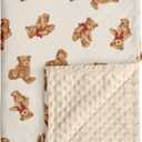 Bear Minky Baby Blanket, Ultra Soft Cozy Nursery Blanket for Unisex Boys Girls, Fluffy Toddler Infant Newborn Warm Nursery Bed Blankets for Crib Stroller or Carseat, 3040, Beige