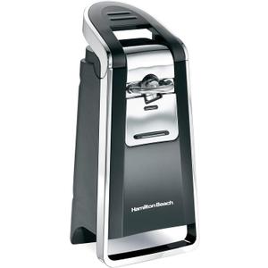 Hamilton Beach Smooth Touch Electric Automatic Can Opener with Easy Push Down Lever, Eliminates Sharp Edges, Opens All Standard-Size and Pop-Top Cans, Extra Tall, Black and Chrome (76606AG)