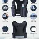 Zelvot Running Vest for Women Men, USA Original Patent, Adjustable Chest Straps Running Hydration Vest with 500ml Soft Flask, Lightweight Breathable Reflective Running Vest for Marathon (Black, M/ L)