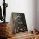 Framed Vintage Floral Wall Art – Moody Dark Flowers & Antique Books Oil Painting, Dark Academia Floral Canvas Wall Decor, Solid Wood Frame Picture for Living Room Office 16x12in