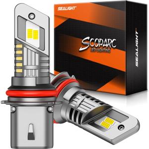 SEALIGHT 9007 HB5 Bulbs, 40000LM 9007 Fog Bulbs 6500K Cool White, 1:1 Mini Size, Powersports Accessory Lights or ATV Light with Cooling Fan, 3 Mins Plug-N-Play, Pack of 2