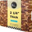 Shumaru Butcher Block Cutting Board - [24" x 18" x 2.25"], End-Grain Teakwood Kitchen Chopping Block with Non-Slip Feet, Built-in Handles & Juice Groove