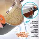 Gotham Steel 5 Quart Stock Pot Multipurpose Pasta Pot with Strainer Lid & Twist and Lock Handles, Nonstick Ceramic Surface Makes for Effortless Cleanup with Tempered Glass Lid, Dishwasher Safe (Graphite)