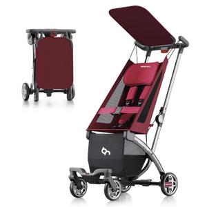 Beberoad Love R1 Auto-Folding Ultra Lightweight Travel Stroller for Airplane, Small Compact Strollers for Babies and Toddlers Aged 6-36 Months, Only 11.5 lbs, Can Combine into a Double Stroller, Red
