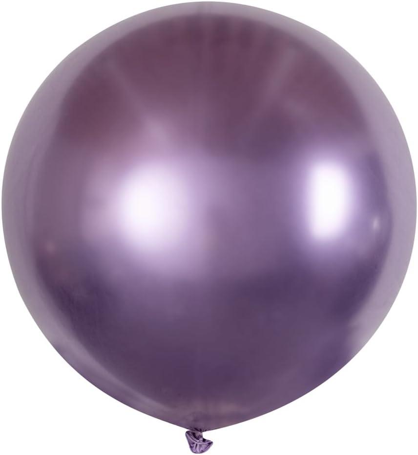 Restaurantware Balloonify 36 Inch Jumbo Balloons 10 Thick Balloons - Strong Latex Fill With Helium Or Air Metallic Purple Giant Round Balloons Decorations For Photo Shoot Wedding Or Party