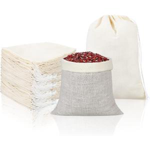 Tatuo 400 Pcs Cotton Muslin Bags with Drawstring Reusable Cloth Sachet Pouch Empty Gift Canvas Bags Bulk for Jewelry Home Party Favors (5 x 7 Inch)