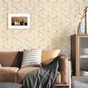 WallDerful Peel and Stick Wallpaper Gold and White Geometric Hexagon Self Adhesive Decorative Roll Waterproof Wallpaper Gold Stripes Geometric Wall Papers Countertop Contact Paper 17.7" x 118"
