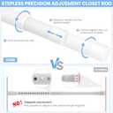 Ruiony 2 Pack Closet Rods for Hanging Clothes, 17 to 84 Inch Heavy Duty Stepless Adjustable Closet Hanging Rod, 1.3 Inch Diameter Metal Closet Rod for Wardrobes Laundry Bedroom RV, White