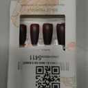 24Pcs Fall Press on Nails Medium Coffin Fake Nails Brown Glitter Maple Leaf Acrylic Nails Autumn Maple Leaf False Nails Artificial Nail Thanksgiving Acrylic Nails for Women Autumn Manicure Decor