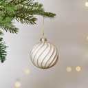 DN DECONATION Christmas Ball Ornaments Set of 12  3.14 White & Gold Vintage Glass Ornaments with 3D Surface, Elegant Glass Christmas Decorations for Tree, Holiday Winter Dcor & Parties