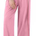 Womens Wide Straight Leg Work Pants Casual Slacks Business Office Trousers Button Dress Pants (Pink, M)
