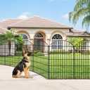 FOREHOGAR Metal Garden Fence 42in (H) x 23.3ft (L), 10 Panels + 11 Stakes Dog Fence Border Fence Animal Barrier, No Dig Garden Fencing for Yard Flower Bed Lawn Patio Outdoor, CTW4210 Black