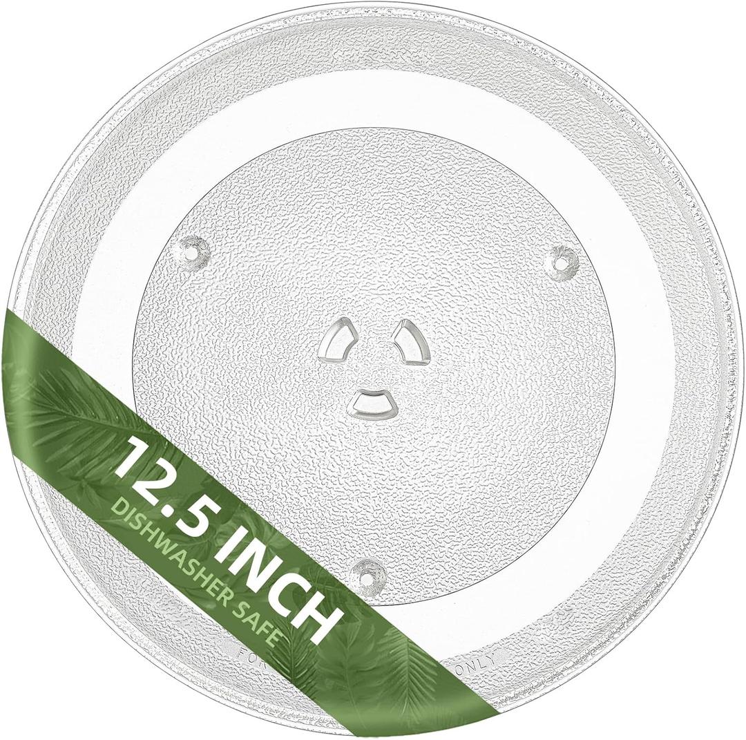 12.5" Microwave Glass Plate Compatible with GE WB39X10003 Samsung DE74-20015G and Maytag 12 1/2" Microwave Glass Turntable - Replace Hotpoint Microwave Turntable Plate (12.5" Big Coupler Hole)