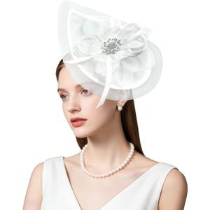 dressfan Womens Church Fascinator Hat,20s 50s Linen Vintage Hat for Derby/Church/Wedding/Cocktail/Tea Party