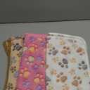 1 Pack 3 Blankets Super Soft Fluffy Premium Fleece Pet Blanket Flannel Paw Printed Throw for Dog Puppy Cat (Small 23x16'', Brown, Pink, White)