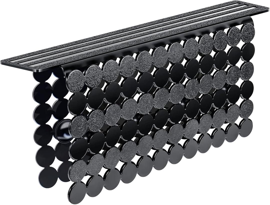 Bligli Plastic Sink Saddle, Sink Divider Mat with Strong Suction Cups, Kitchen Divided Sink Protector Mat for Glassware Dishes, Easy to Clean and No Smell, 9.5" x 12", Black