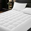 Quilted Mattress Pad Pillow Top Mattress Cover Protector Cooling Soft for Breathable Padded Fitted 8"-21" Deep Pocket Supportive(White,Queen Size)