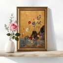Chinoiserie Wall Art Gold Framed, Chinese Botanical Canvas Print 16x24 Inch