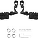 FOVPLUE Motorcycle Highway Footpegs,Highway Peg for Harley Touring Softail Dyna Sportster Honda Kawasaki Suzuki Yamaha Indian Victory w/ 25-35mm,1'',1.25'',1.3'' Engine Guards/Tubing,Gloss Black
