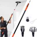 26FT Reach Light Bulb Changer for High Ceilings,Lightbulb Changer 5-20FT with Basket & Suction Cup for Recessed Lights High Ceiling,Light Bulb Remover Tool with Telescopic Extension Pole