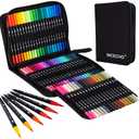 Nicecho Art Markers Dual Brush Pens for Coloring, 60 Artist Colored Marker Set, Fine and Brush Tip Pen Art Supplier for Adult Coloring Books, Bullet Journaling, Drawing