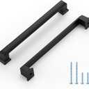 Ravinte Hardware 10 Pack Matte Black Cabinet Pulls, 6-1/4 Inch (160mm) Hole Center Zinc Alloy Drawer Handles for Kitchen Cabinets, Cupboards, Dressers, Square Solid Metal Hardware