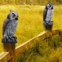 Hausse 2 Pack Fake Horned Owl Bird Scarecrow Decoy 10.5 Inch Height, Plastic Deterrents, Halloween Decoration, Nature Enemy Pest Repellent for Outdoor Garden Yard