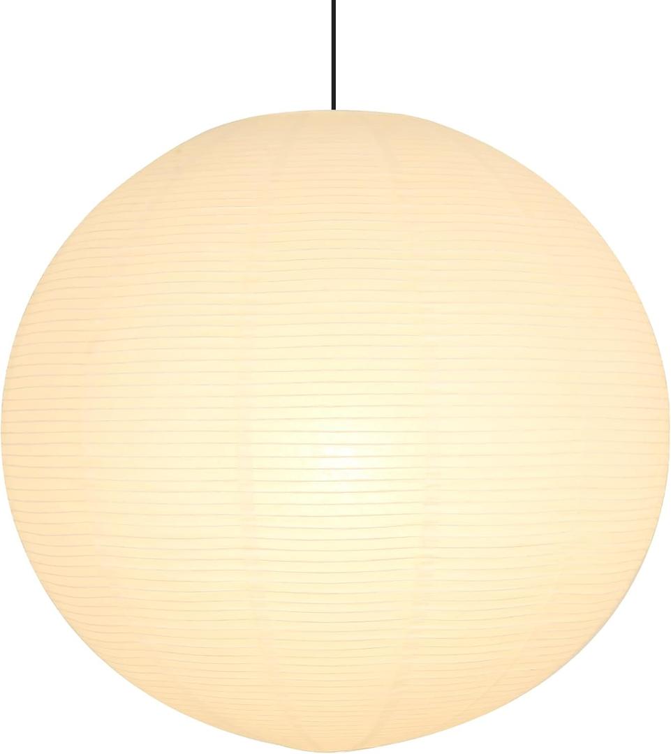 White Round Paper Lantern Lampshade, 24"x24' Large Paper Lanterns Pendant Light Shade, Chinese Foldable Design for Living Room, Bedroom, Ceiling Lampshade Party Decor