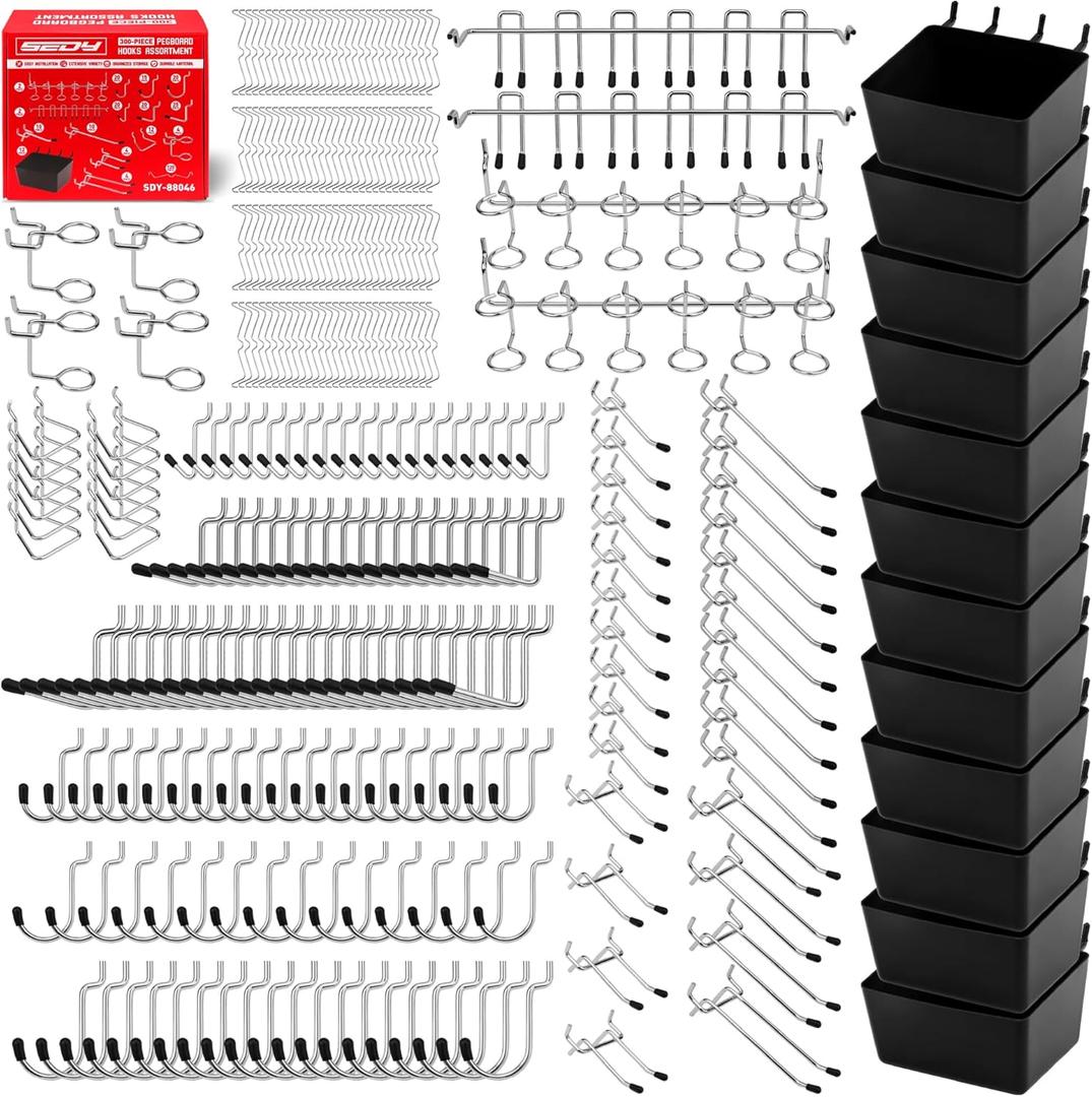 300-Piece Pegboard Hook Set, Pegboard Organizer Accessories for Hanging, Durable Metal Hooks for Tool Organization, Garage, Workshop, and Craft Storage 300-Piece Pegboard Hook Set, Pegboard Organizer Accessories for Hanging, Durable Metal Hooks for Tool Organization, Garage, Workshop, and Craft Storage