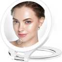 Magnifying Mirror with Light 10X/1X, Double Sided travel mirror with light, Rechargeable makeup mirror with 3 color setting Adjustable stand Lighted mirror Vanity Portable Desk Cosmetic Mirror