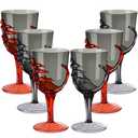 Dandat 9 Pcs Halloween Skeleton Hand Goblets 12oz Clear Plastic Halloween Cups Skull Glass Set for Creepy Spooky Party Decorations (Black,Orange)